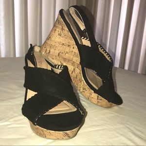 Lane Bryant Whip Stitch Black Wedge